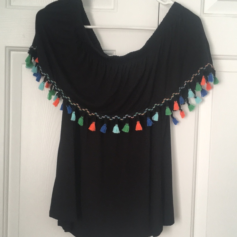 Off the shoulder top with tassels